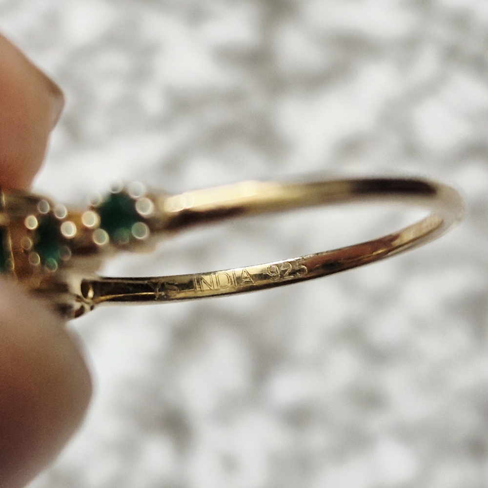 14k Yellow Gold Vermeil Emerald Engagement Ring - Picture 6 of 7